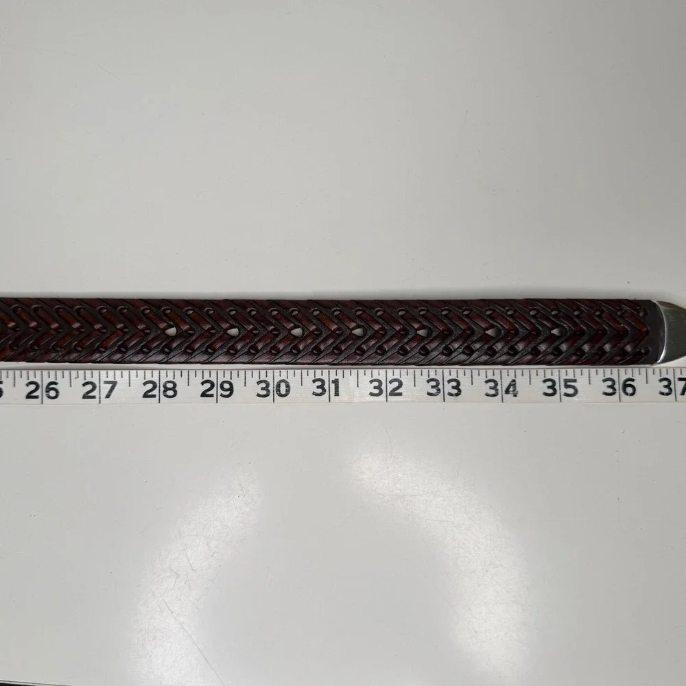 Unbranded Woven Belt Womens Brown Braided Leather Silver Buckle Boho 32/80